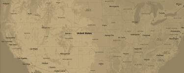 <p>Tan USA Map with major cities of Paul Davis locations Mobile</p>